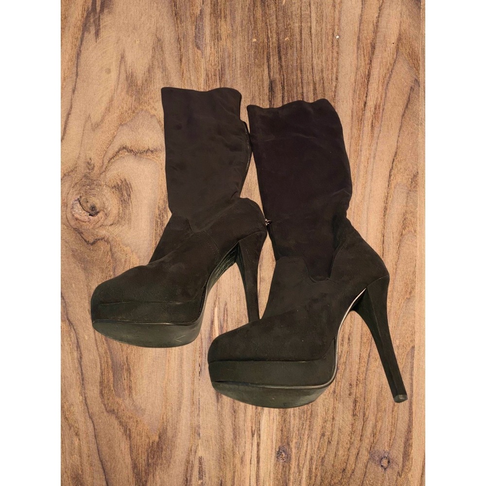 Kardasian black platform suede boots